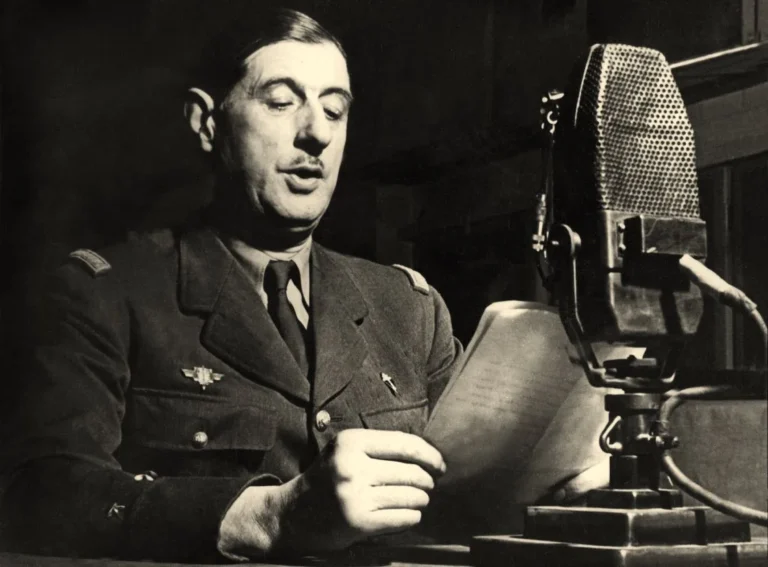General Charles de Gaulle speaking to the BBC in London, 1941.