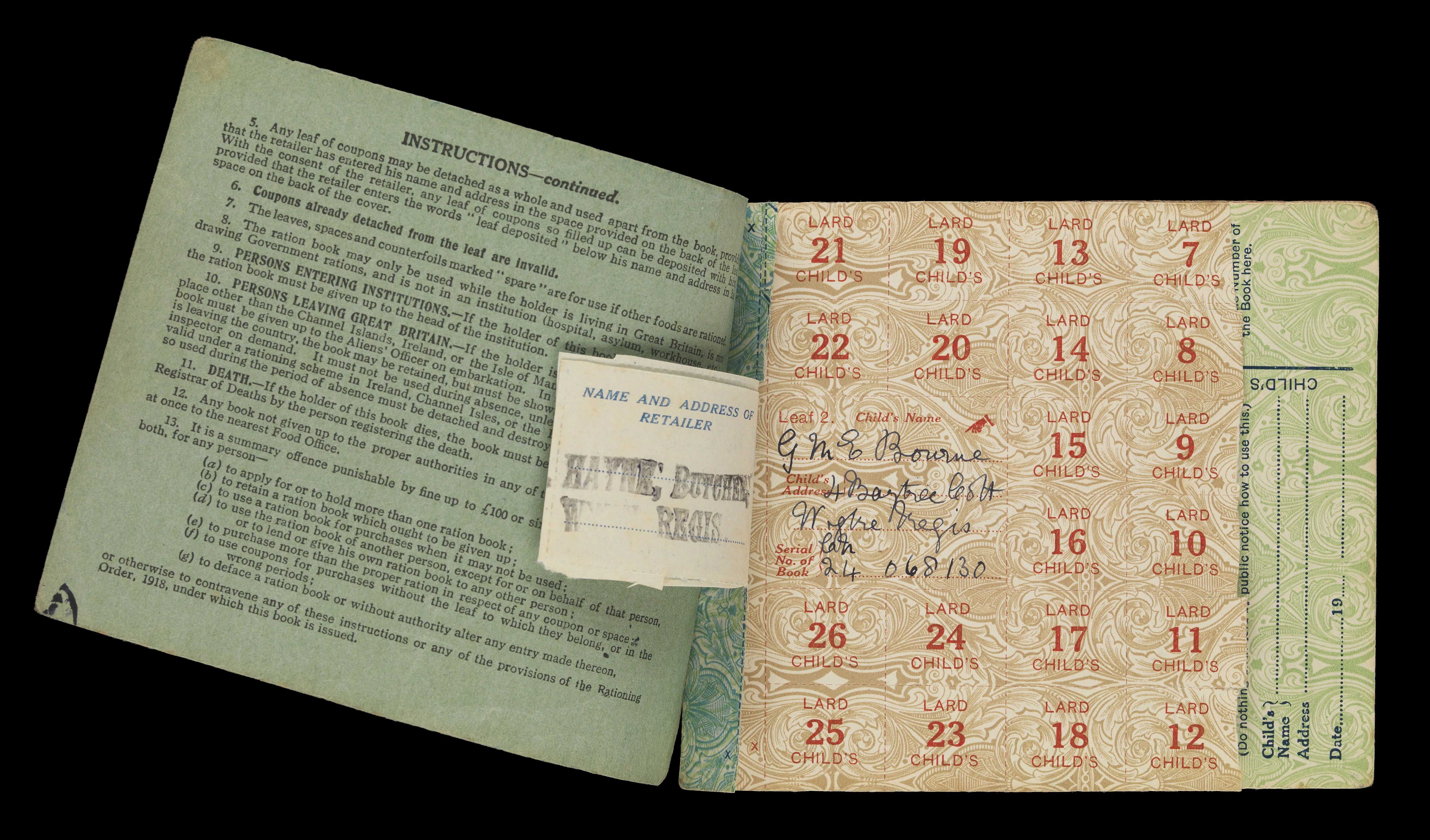Child's ration book, Ministry of Food
