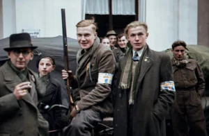 Photograph taken by Sergeant Midgley and was provided by The Imperial War Museum. © IWM (BU 2887)/artistic rendition 2019.