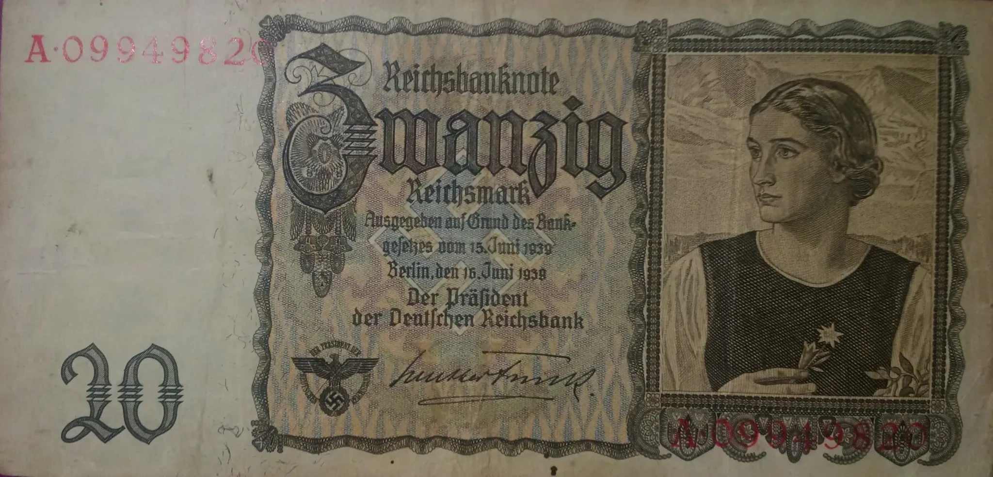 Deutschland Deutsche Reichsbank 20 Reichsmark